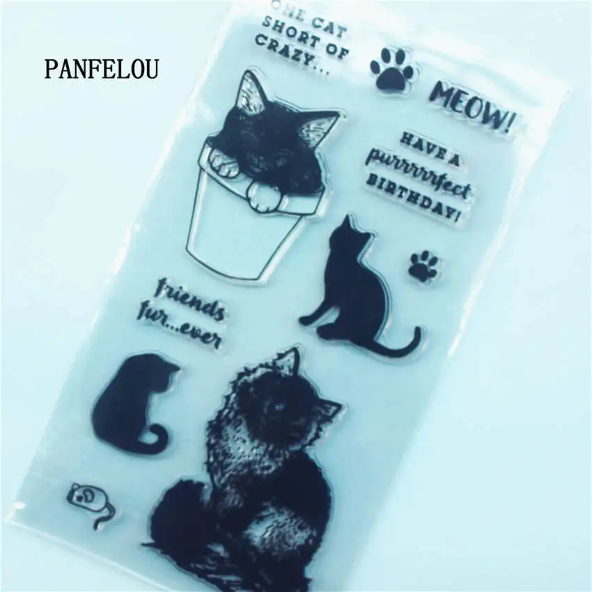 

PANFELOU Big lazy cat Transparent Silicone Rubber Clear Stamps cartoon for Scrapbooking/DIY Christmas wedding album