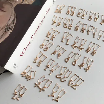 

LouLeur 925 sterling silver Single letter zircon earrings single sell freedom to match M-Z letter drop earrings for women gift