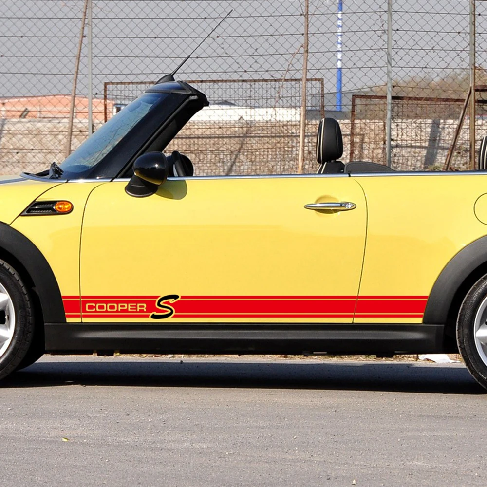 سيارة الجانب تنورة عتبة سباق شريط ملصق سيارة و صائق ل BMW ميني كوبر r56 r57 r58 r60 r61 f56 r50 r53 r52 f55 سيارة التصميم