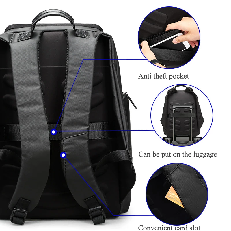 BOPAI нейлоновый мужской рюкзак дорожная сумка Водонепроницаемый Большой 17 дюймов рюкзак для ноутбука черный мужской рюкзак для путешествий 40л usb рюкзак мужской