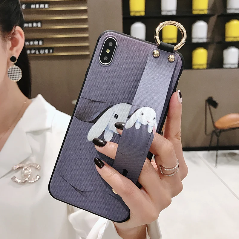 Чехол с ремешком на руку для samsung Galaxy S10E S8 S9 S10 Plus S10+ Note 8 9 10 Plus 10+ мягкий чехол из ТПУ с цветком и подставкой - Цвет: 11