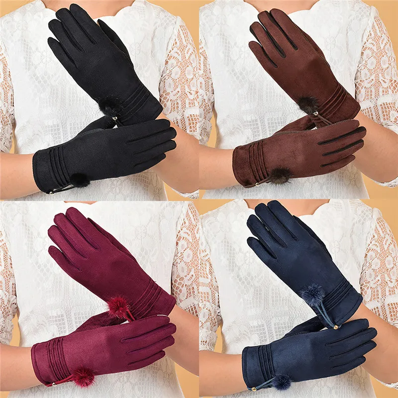 2017 new Women Female Lady Gloves Velvet Warm Glove Soft Wrist Thick
