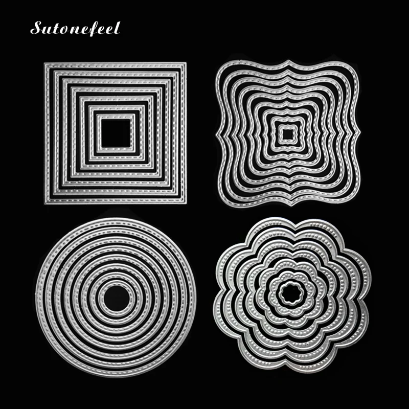 

7/8/9PCS Metal Cutting Die for Scrapbooking Round Square Flower Shape Die Cutting Embossing for Photo Album Decoration