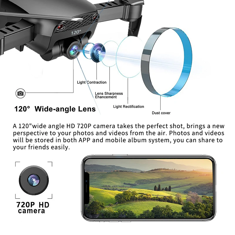 Global Drone Foldable Professional Remote Control Dron Headless Mode Helicopter Wifi FPV Drones With Camera HD VS X12 E58 E511