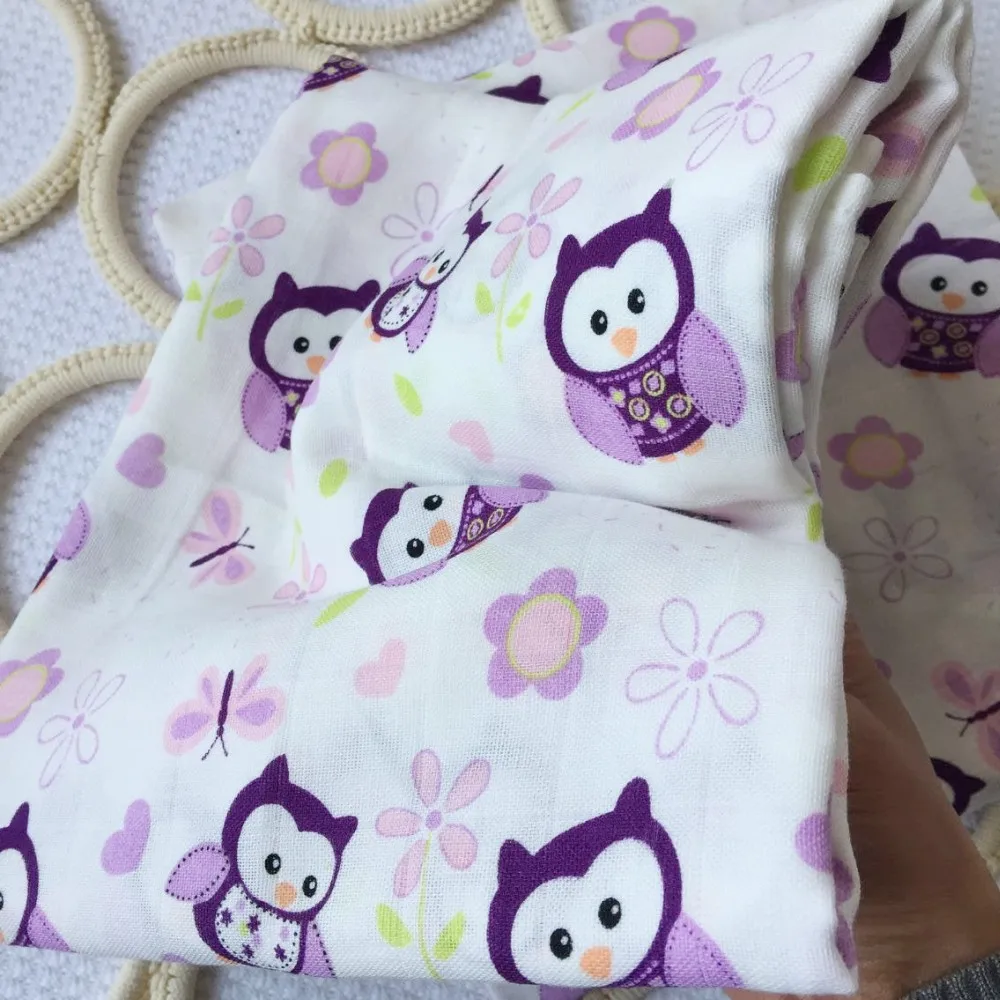 Детское муслиновое Пеленальное Одеяло 47x4" для новорожденных мальчиков и девочек, детское одеяло с милым рисунком Совы и животных