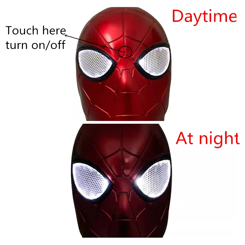 Yacn Spiderman PVC Mask Spider-Man Far From Home Spider Man LED light for Adult Headgear Superhero Cosplay Accessory Props