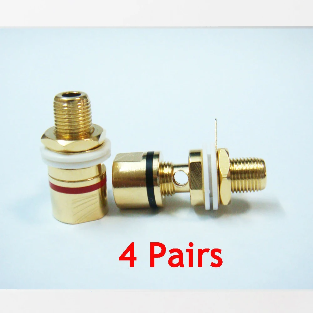 

8Pcs Amplifier Terminal Gold Plated Binding Post Banana Plug Jack Red+Black