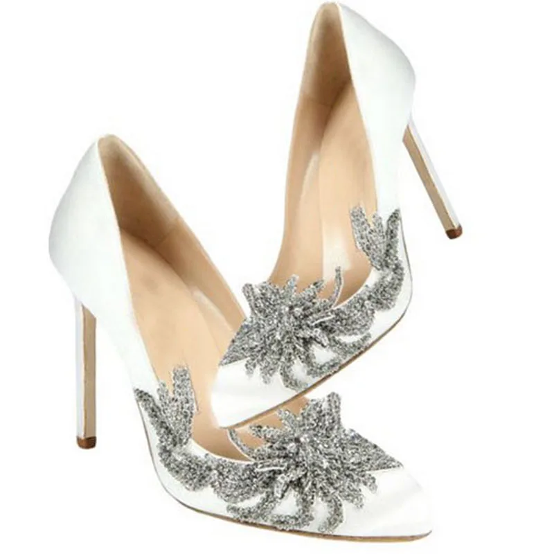 moda elegante de la boda blanca zapatos sapato noiva cristal