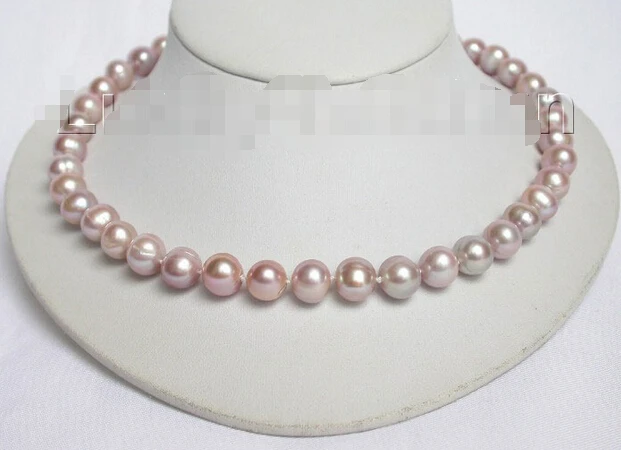 

FREE shipping>>>>>>Genuine 17" 11mm round purple violet freshwater pearls necklace j6540