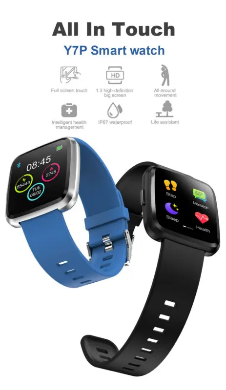 Smart Watch Y7P Heart Rate Monitor For iOS Fitness Tracker Women Bracelet