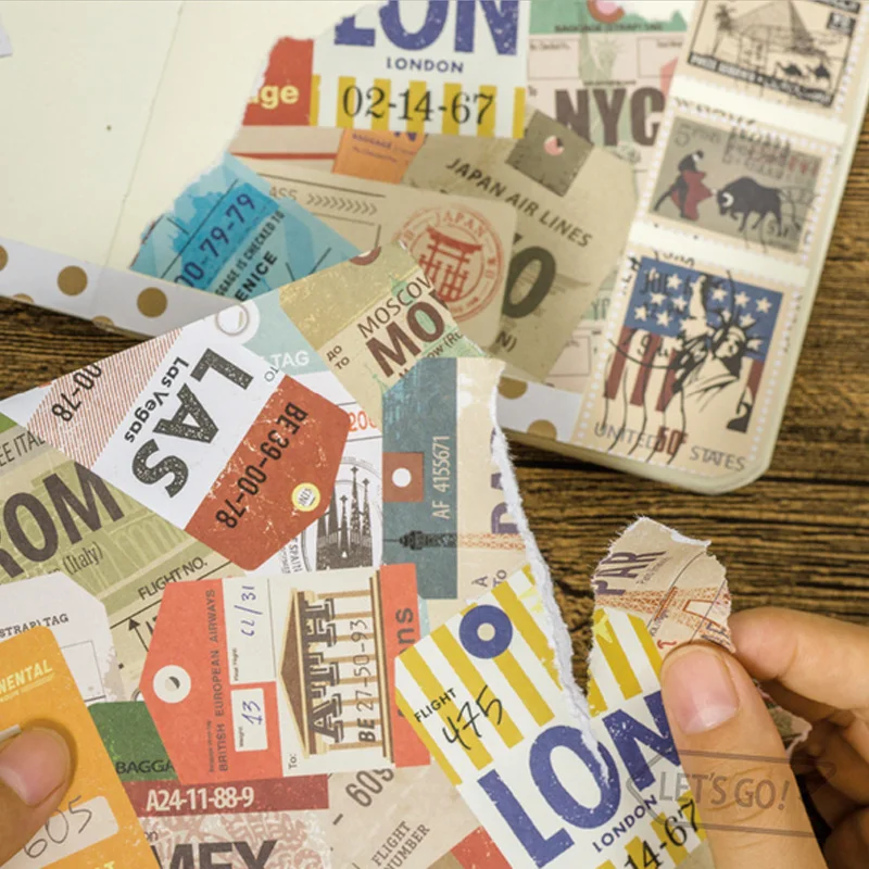 

4 Pcs/Bag Vintage stamps newspaper paper sticker bag DIY diary planner decoration sticker album scrapbooking kawaii stationery