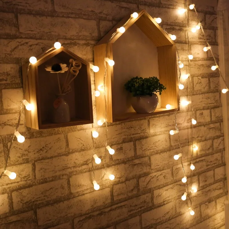 

Christmas Tree lights EU Plug LED String Ball Starry Small Color light Ins Party Baby Bedroom Home Kid Decorative New Year Decor