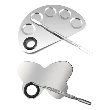

2pcs Stainless Steel Nail Art Palette Spatula Polish Makeup Pallet Tool Blending Pigment Cosmetic Foundation Shades Semi-circle