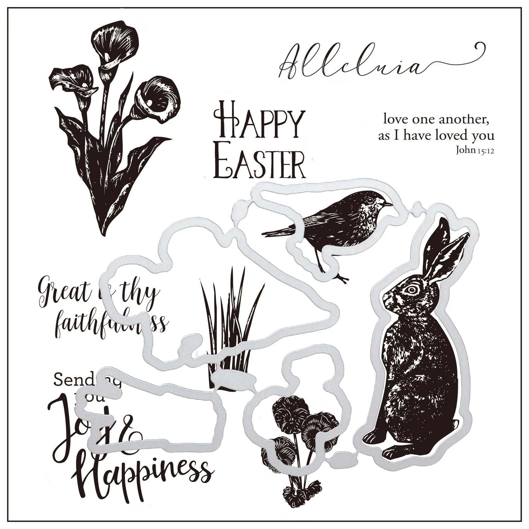 

Rabbit flower transparent clear stamp/coordinating die for DIY Scrapbooking/Card Making/Kids Christmas Fun Decoration Supplies