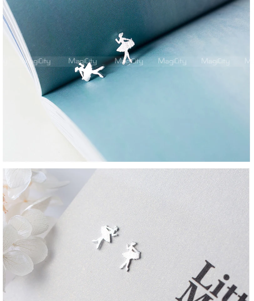 Exquisite 100% 925 Sterling Silver Fashion Cute Tiny Ballet Dancer Stud Earrings For Women School Girls Daughter's Kids Gift (2)