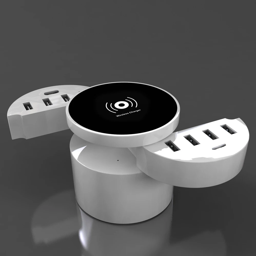 Зарядная Станция USB Type C 40 Вт с 10 портами беспроводное зарядное устройство QI для