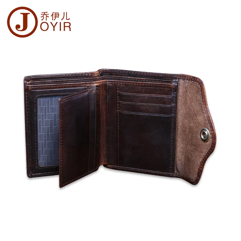

JOYIR Crzay Horse Leather Men Wallets Vintage Male Coin Purse Hasp Short Wallet Card Holder Genuine Leather Purse Wallets 2010