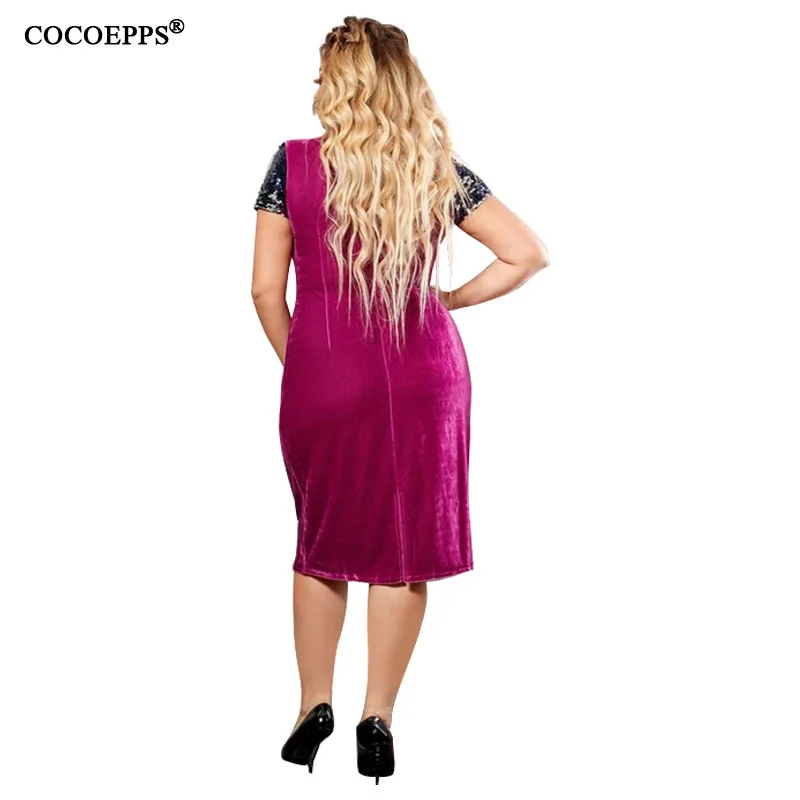 COCOEPPS размера плюс платье 6XL женское бархатное осеннее облегающее платье большого размера элегантное расшитое блестками большой размер женская одежда Vestidos