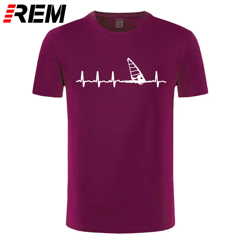 REM футболки модные летние новые мужские хлопковые футболки Виндсерфинг сердцебиение t Stylisches T-Shirt3D Футболка с принтом - Цвет: maroon white