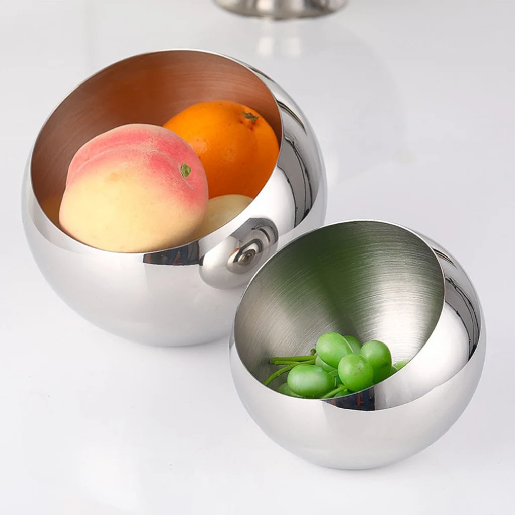 Stainless Steel Serving Bowl Fruit Salad Snacks Sugar Plate Ice Bucket Bowls Tableware Kitchen Dining