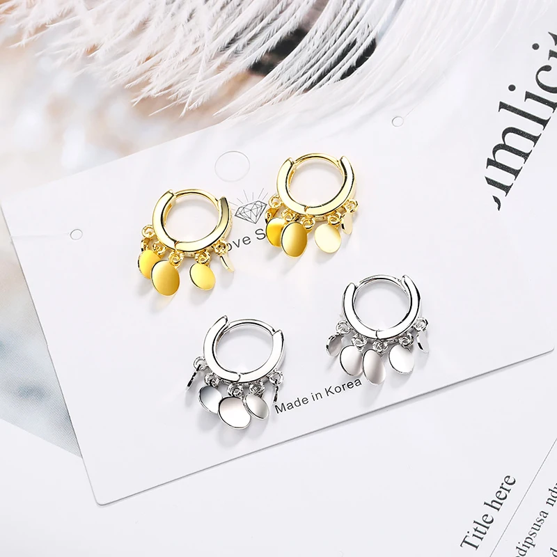 

XIYANIKE 925 Sterling Silver Handmade Disc Tassel Drop Earrings Minimalist Hoop Ear Fine Jewelry for Women Authentic