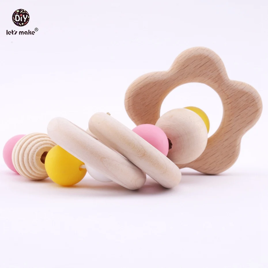 

Let's make Baby Fashion Nursing Accessories Bracelet Food Grade Beads Wooden Flower DIY Fashion Jewelry Baby Teether Bracelet
