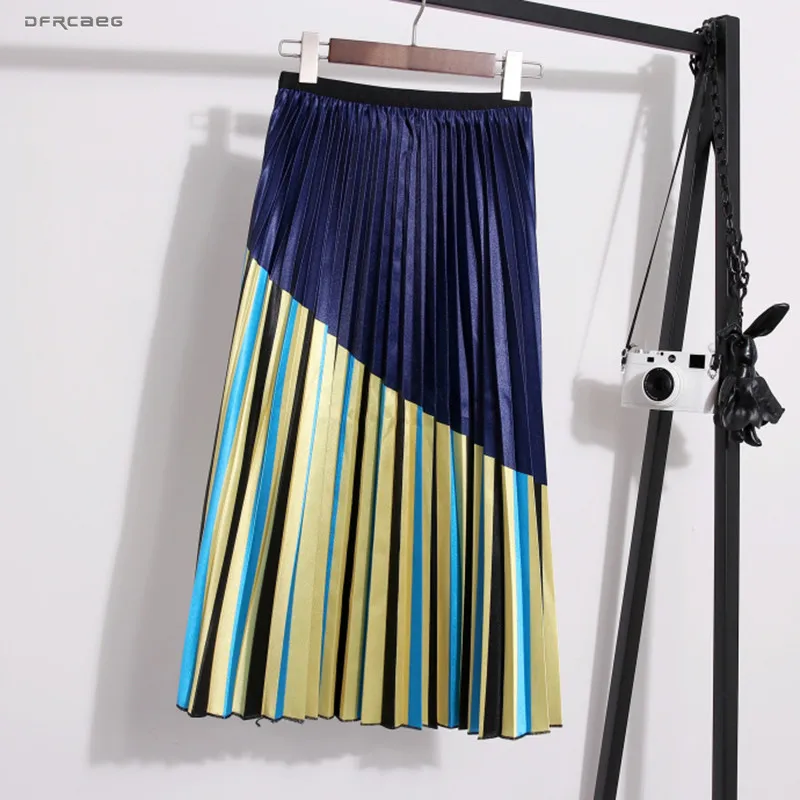 Лоскутная полосатая плиссированная бархатная юбка для женщин Летняя Повседневная пляжная Boho Harajuku женская Юбка-миди