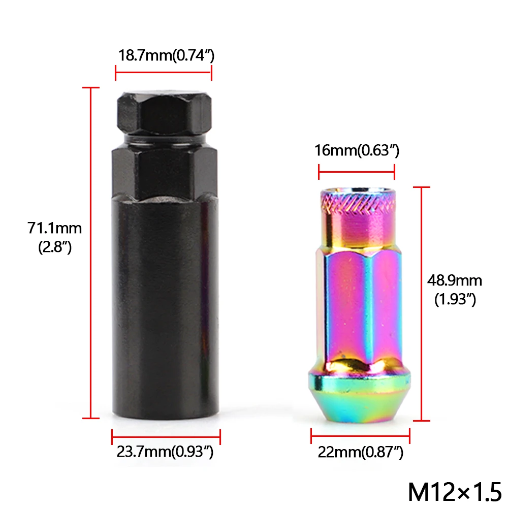 20 шт./компл. сталь 50 мм M12* 1,5 M12x1.25 гоночное автомобильное колесо гайки болты с ключом для Subaru