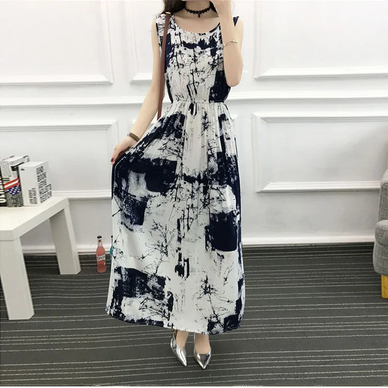 Для женщин летнее платье Boho Стиль 2019 Цветочный принт шифоновое пляжное Туника