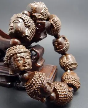 

Excellent hand-carved Chinese carved Guanyin agarwood rosary beads to ward off evil hand carved bracelet 9, free shipping