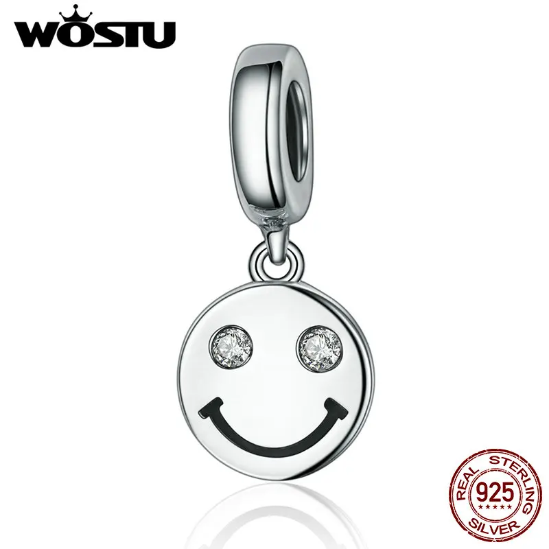 

WOSTU Original 925 Sterling Silver Smiling Face Of Life Beads Dangle Fit Original WST Charm Bracelet Pendant Jewelry FIC258