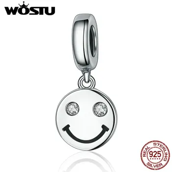 

WOSTU Original 925 Sterling Silver Smiling Face Of Life Beads Dangle Fit Original WST Charm Bracelet Pendant Jewelry FIC258