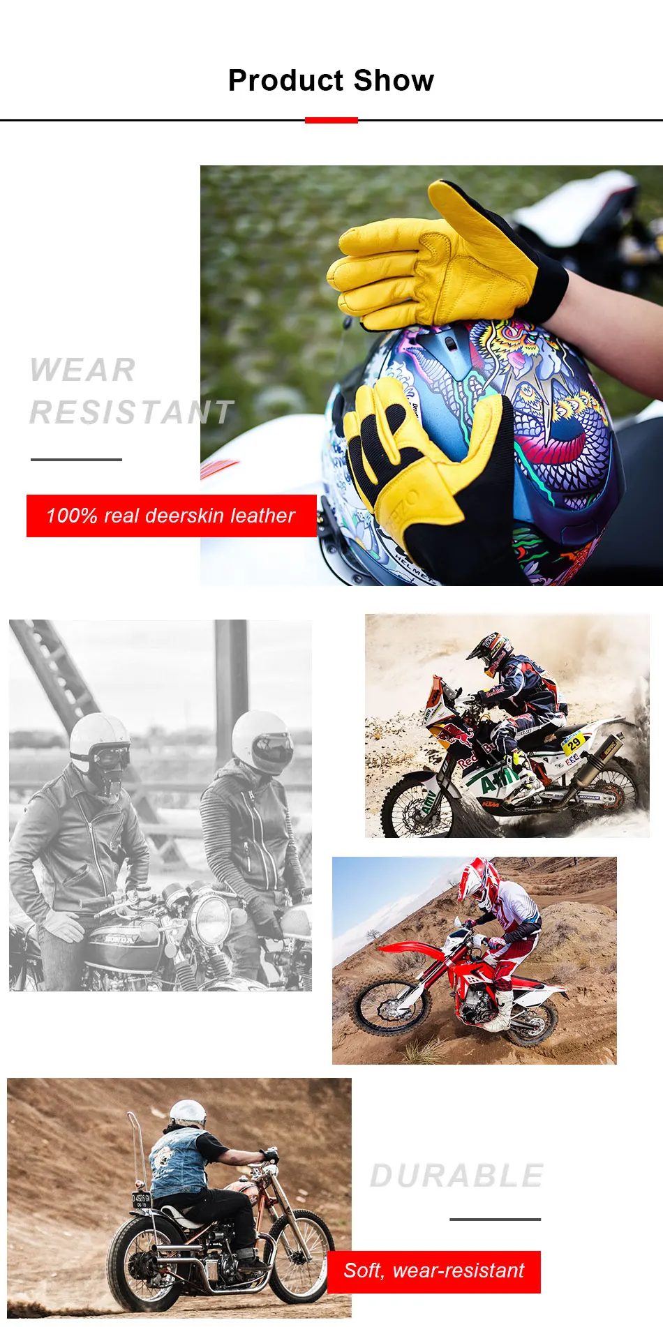 OZERO мотоциклетные перчатки из натуральной оленьей кожи для мотокросса, мотоциклиста, гоночного автомобиля, езды на мотоцикле, мото перчатки для мужчин и женщин 8001