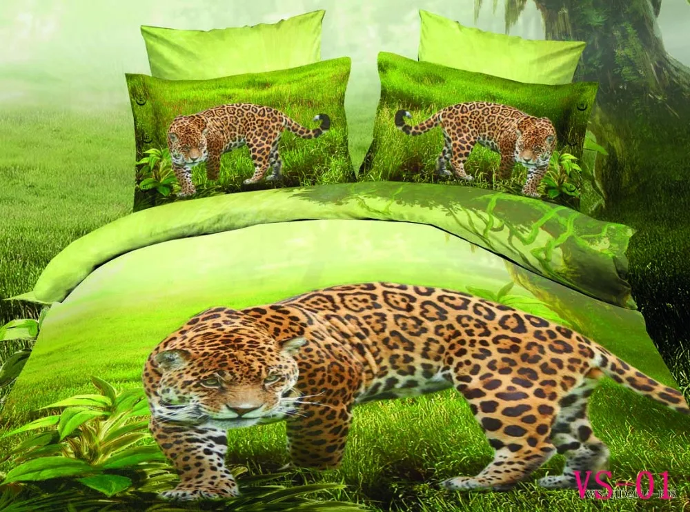 

Leopard 3D Duvet Cover Set 3pc Polyester Cotton Mixed Fabric 400TC Single Twin Full Queen Double King Cal King Size Bed Bedding