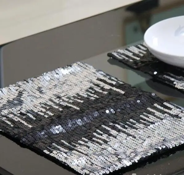 

#187 promotion hot sale europe sequin gold sequin table mat&placemat mat wholesale freeshipping 4pcs/lot