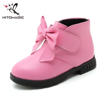 

HITOMAGIC Boots Girl Shoes For Kids Baby Child Snow Boot Felt Children Winter Shoes Autumn Ankle Fashion Pink With Bow Warm Size