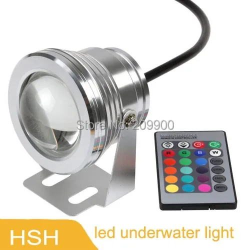 

10W 12v underwater RGB Led Light 1000LM Waterproof IP68 fountain pool Lamp 16 color change with 24key IR Remote controller