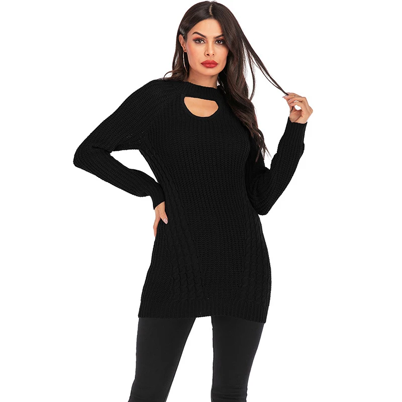 Autumn O Neck Knitted Sweater Women Long Sleeve Pullover For Female Sexy Plus Size Knitting Sweaters Elegant Solid Knitwear Tops | Женская