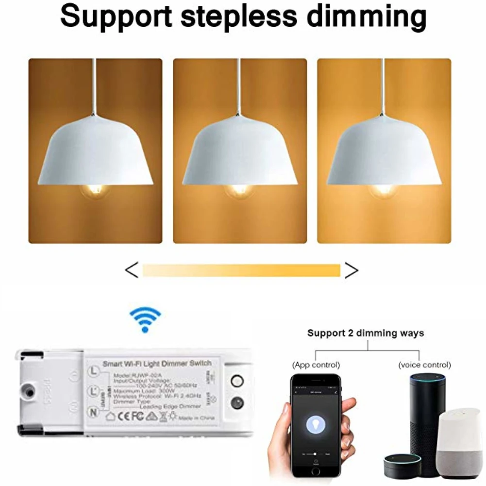 1/2/3/4/5PCS Smart Dimmer Module Light Switch Wireless Controller Home Automation and Voice Control Wifi 110-240V | Электроника