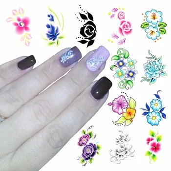 WUF 1 Sheet Optional Blooming Flower Nail Art Water Decals Transfer Sticker Nails Tools For Nails