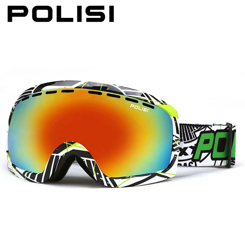 POLISI мужские и женские лыжные очки UV400, двухслойные линзы, очки для сноуборда, лыжного спорта, зимние лыжные очки для скейтборда, защитные очки - Цвет: Graffiti 13