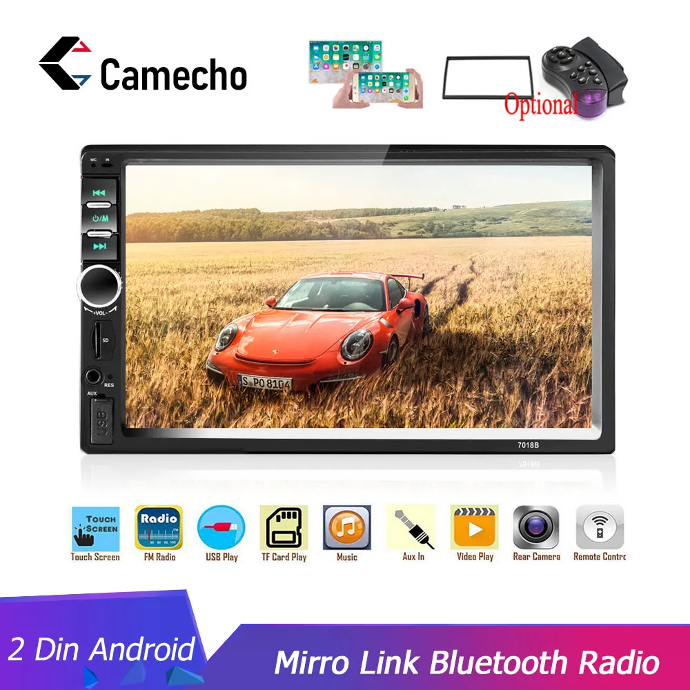 Camecho 2Din Car Radio 7&quotHD Player MP5 Touch Screen Digital Display Bluetooth Multimedia USB 2din Autoradio Backup Monitor | Автомобили