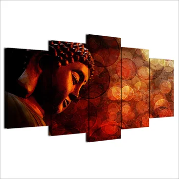 

Modern Home Wall Art Decor Canvas Frame Picture 5 Pieces Buddha Psychedelic Poster For Living Room HD Print Modular Painting