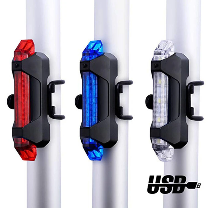 Luz de bicicleta recargable LED luz trasera USB Luz trasera de seguridad advertencia de ciclismo luz Flash portátil Super brillante