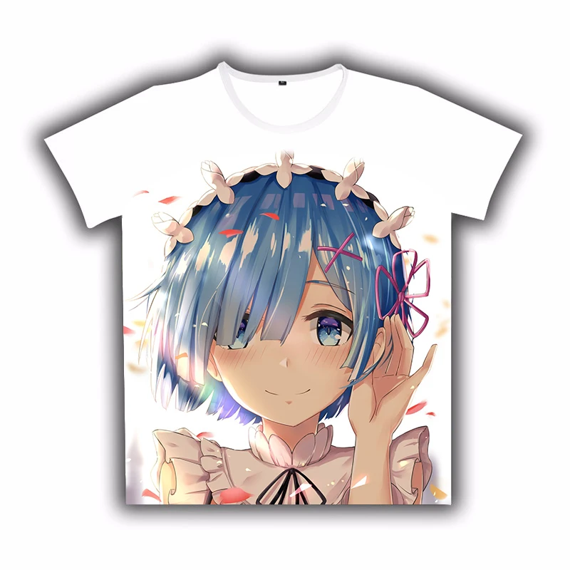 Аниме футболка Re: Zero kara Hajimeru Isekai Seikatsu Prtin белая с коротким рукавом для женщин и