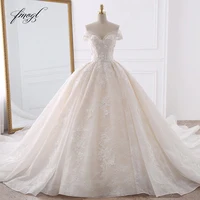 Customized Sexy Sweetheart Lace Ball Gown Wedding Dresses Applique Beaded Flowers Chapel Train Bride Gown Vestido De Noiva 1