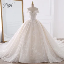 Fmogl Sexy Sweetheart Lace Ball Gown Wedding Dresses 2020 Applique Beaded Flowers Chapel Train Bride Gown Vestido De Noiva
