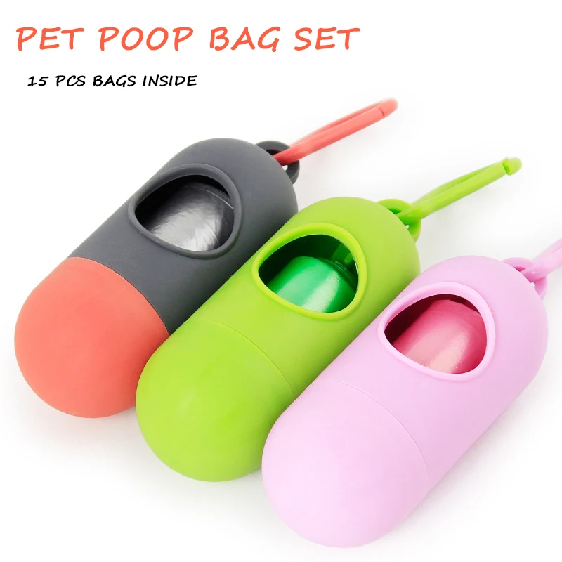 

1 Pc Practical Pet Dog Poop Bag Dispenser Waste Garbage Holder Dispensers + Poop Bags Set Pets Dogs Trash Cleaning Supplies