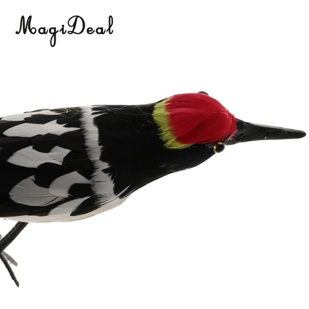 Realistic Artificial Animal Feather Garden Figure Woodpecker Bird Model Home Park Garden Tree Ornament Decor