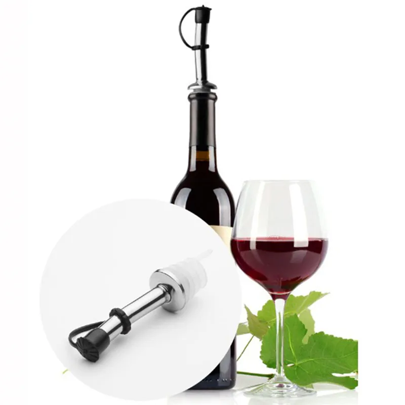 Silver Wine Bottle Stoppers Stainless Steel Wine Pourer Liquor Spirit Pourer Free Flow Bottle